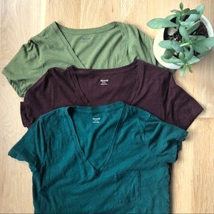 3 Madewell Whisper Cotton V Neck Tees